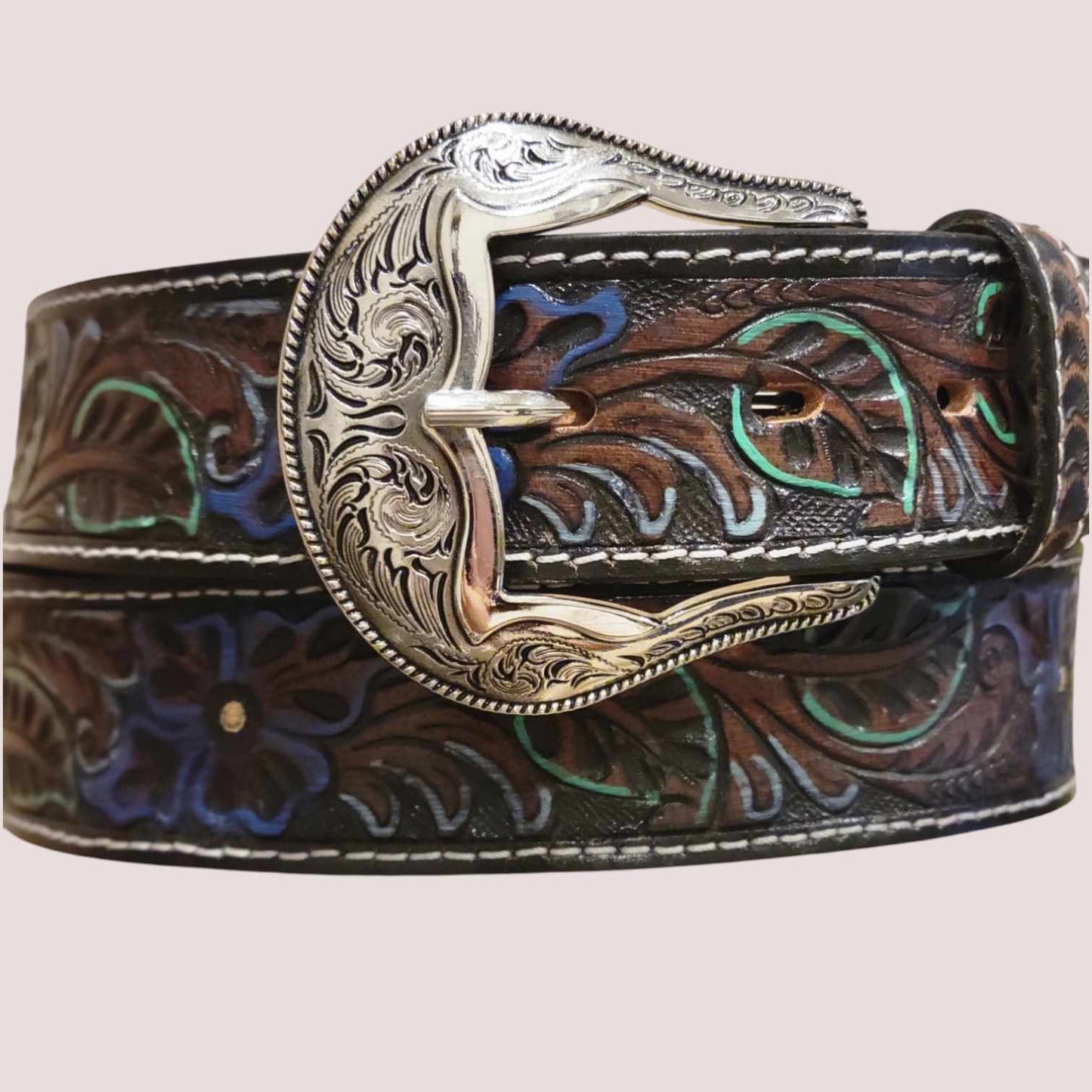 Nocona Ladies 1 1/2" Tooled Floral Pattern Belt