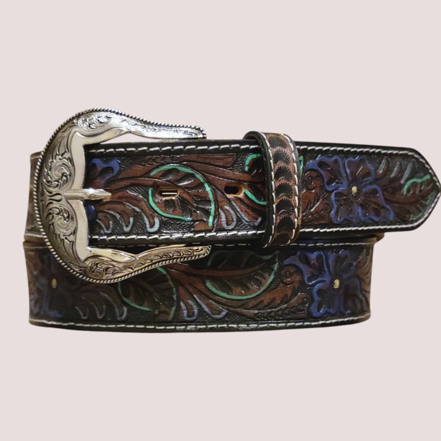 Nocona Ladies 1 1/2" Tooled Floral Pattern Belt