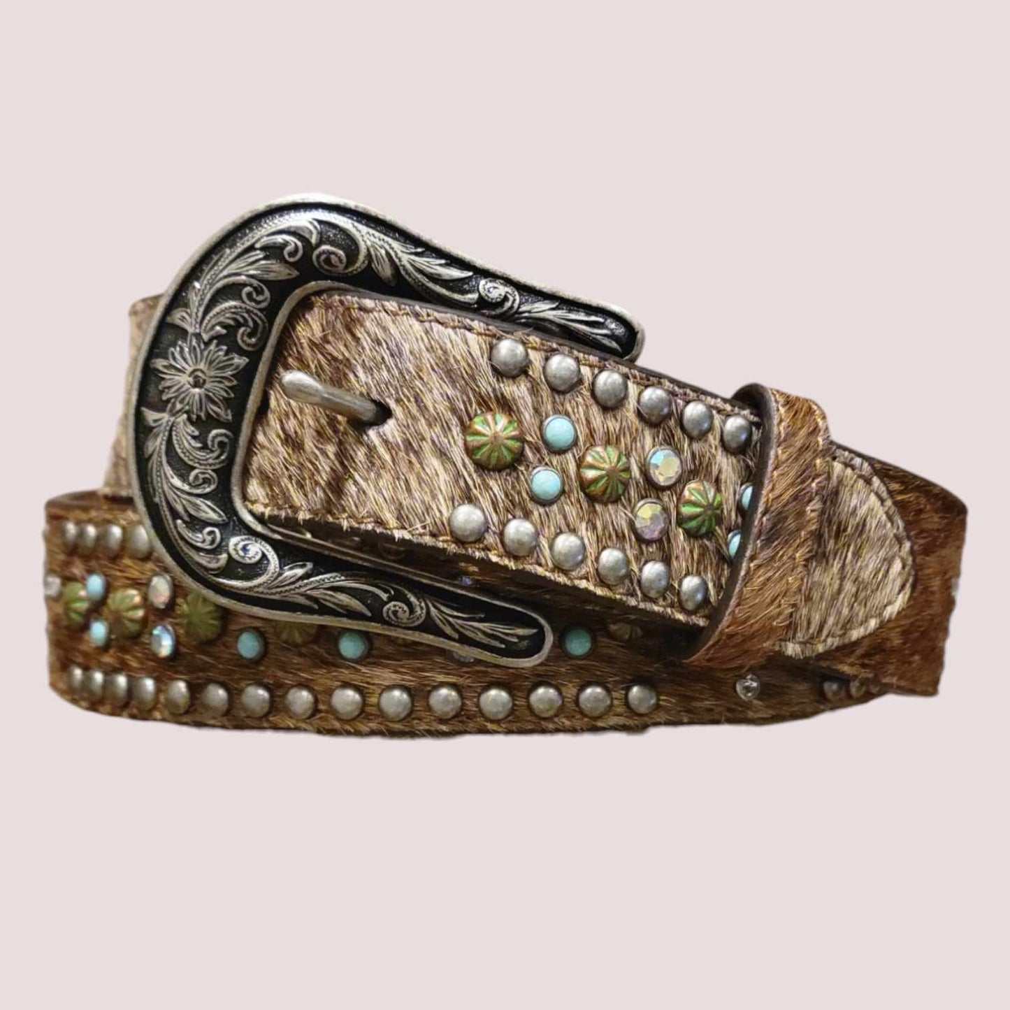 Nocona Ladies 1 1/2" Calf Hair Crosses Belt